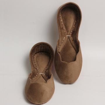 Camel Brown Velvet Khussa – Elegant & Handmade Comfort For Women